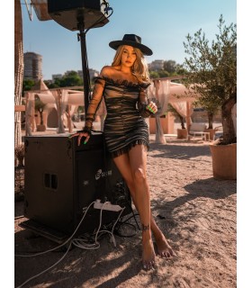 Rum on the Rocks - black - rochie mini mulata din tull RF