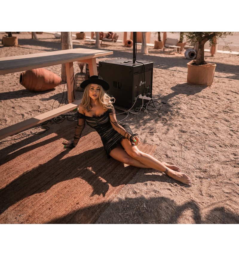 Rum on the Rocks - black - rochie mini mulata din tull RF