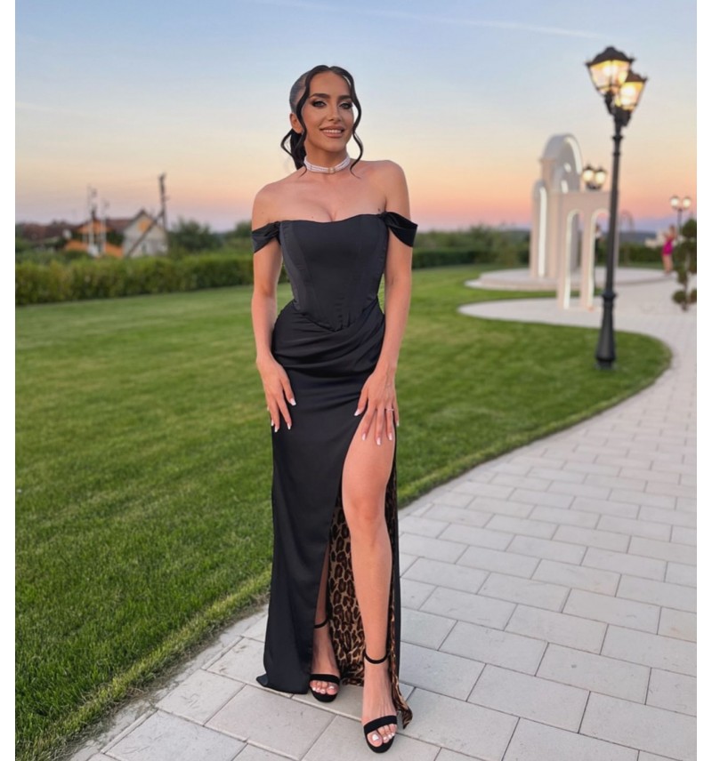 Black Victorian Swag Dress - long party dress with corset