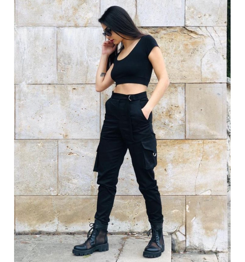 black cargo pants with belt