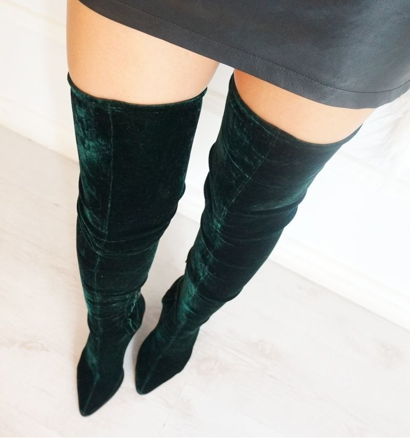 Green Velvet Boots