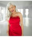 Rochie Malibu Breeze - red - rochie midi cu pene RF